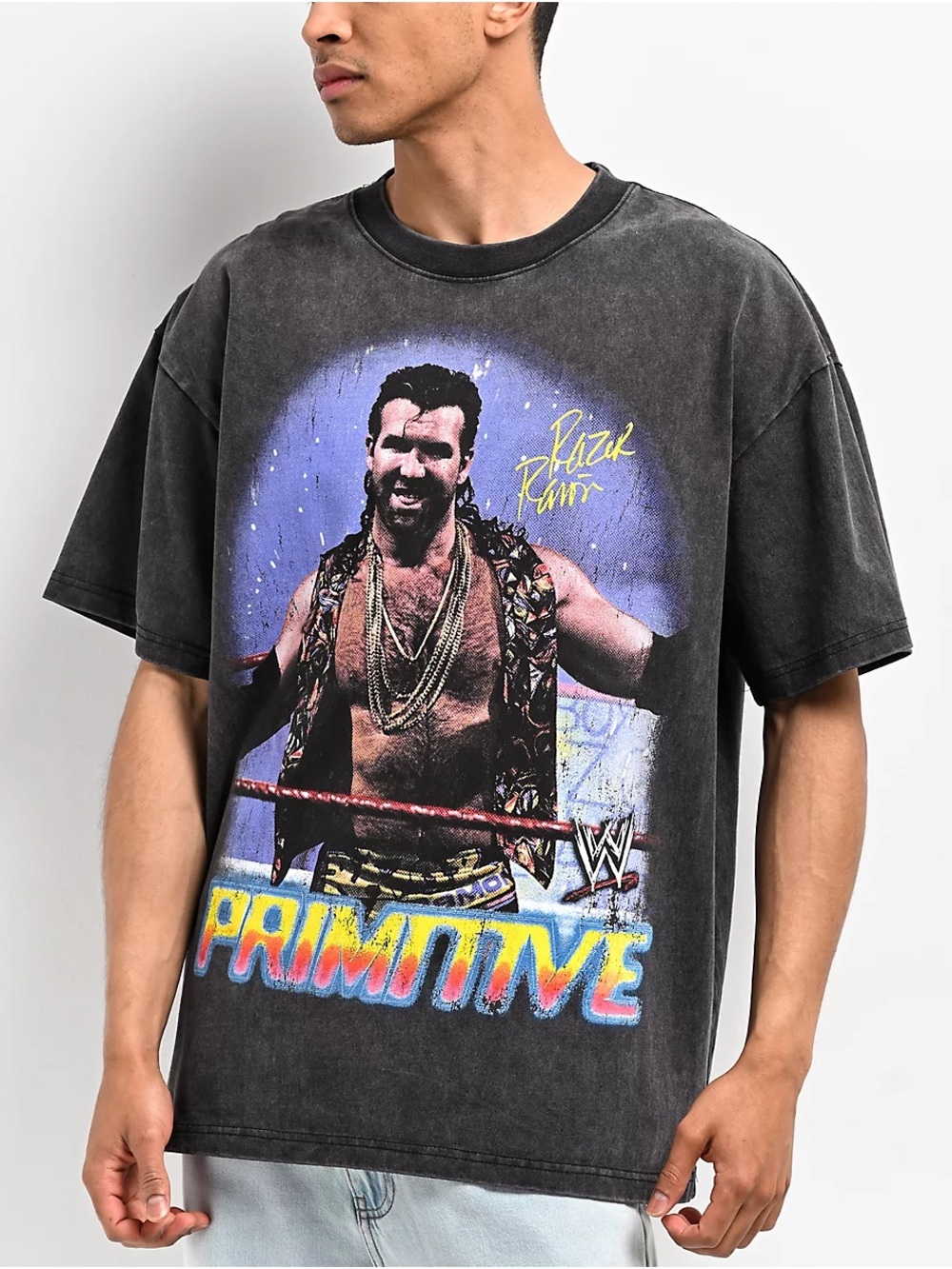 Primitive x WWE Razor Ramon Black Wash Heavyweight T-Shirt